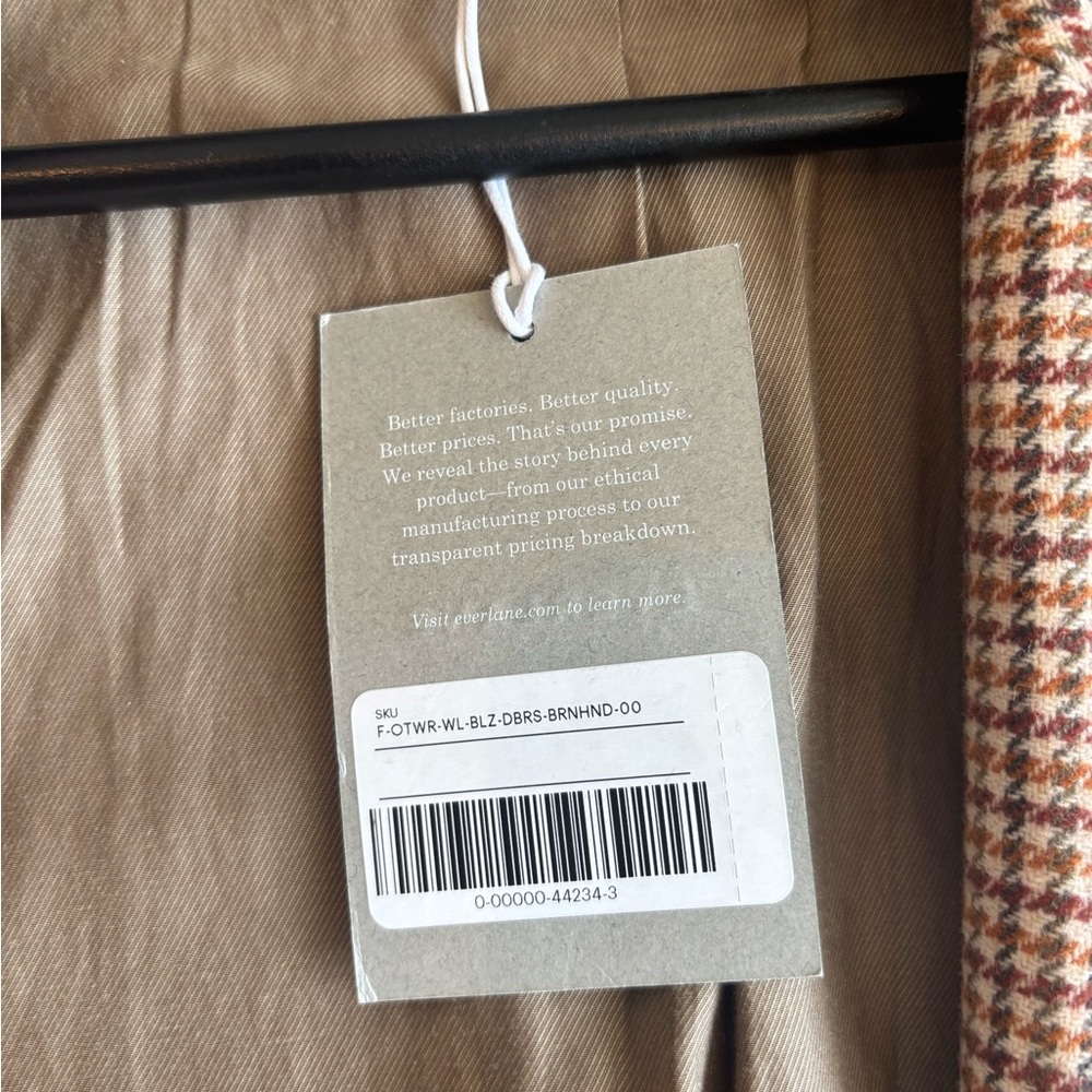 NWT Everlane The Oversized Double Breasted Blazer in 00 Terracotta Houndstooth - Picture 9 of 9